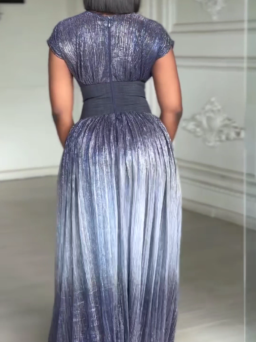 Shimmer Pleated Ball Gown Dress