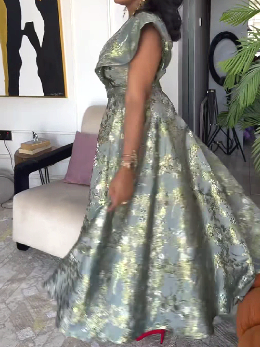 Floral Print Wide Sleeve Midi Dress