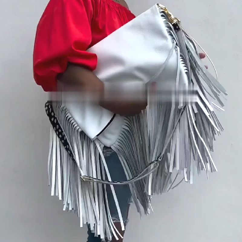 White Fringe Shoulder Bag