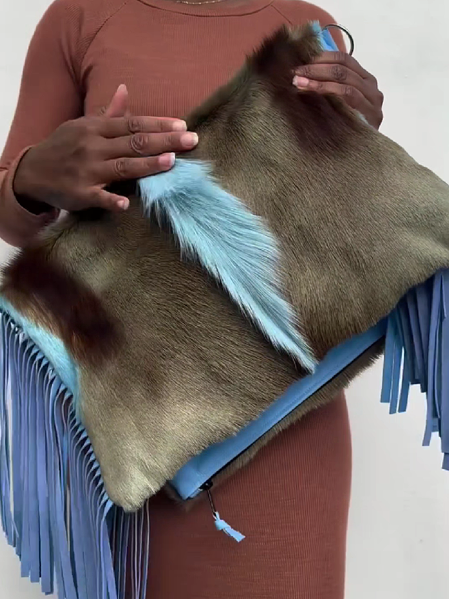 Solid Color Fur Women's Clutch Bag