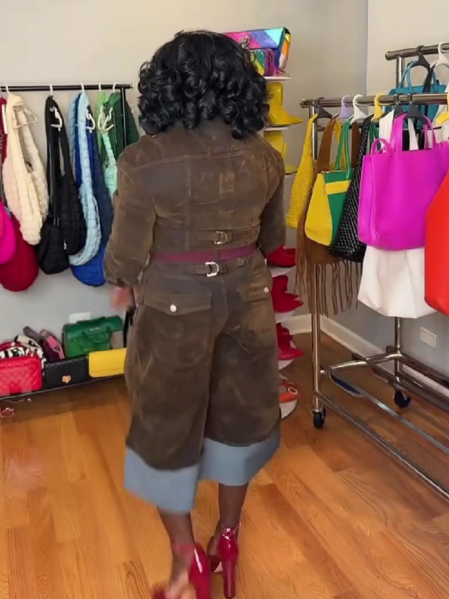 Distressed Utility Shirt and Wide Leg Pants Set