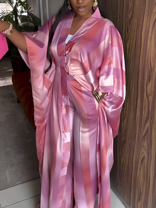 Silky Satin Two-Piece Set with Button Front