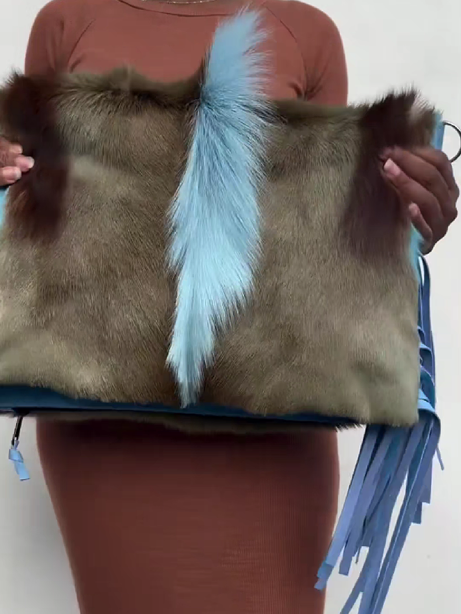 Solid Color Fur Women's Clutch Bag