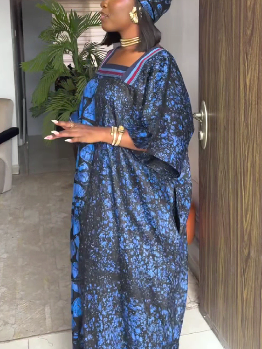 Bold Print Wide Sleeve Maxi Dress