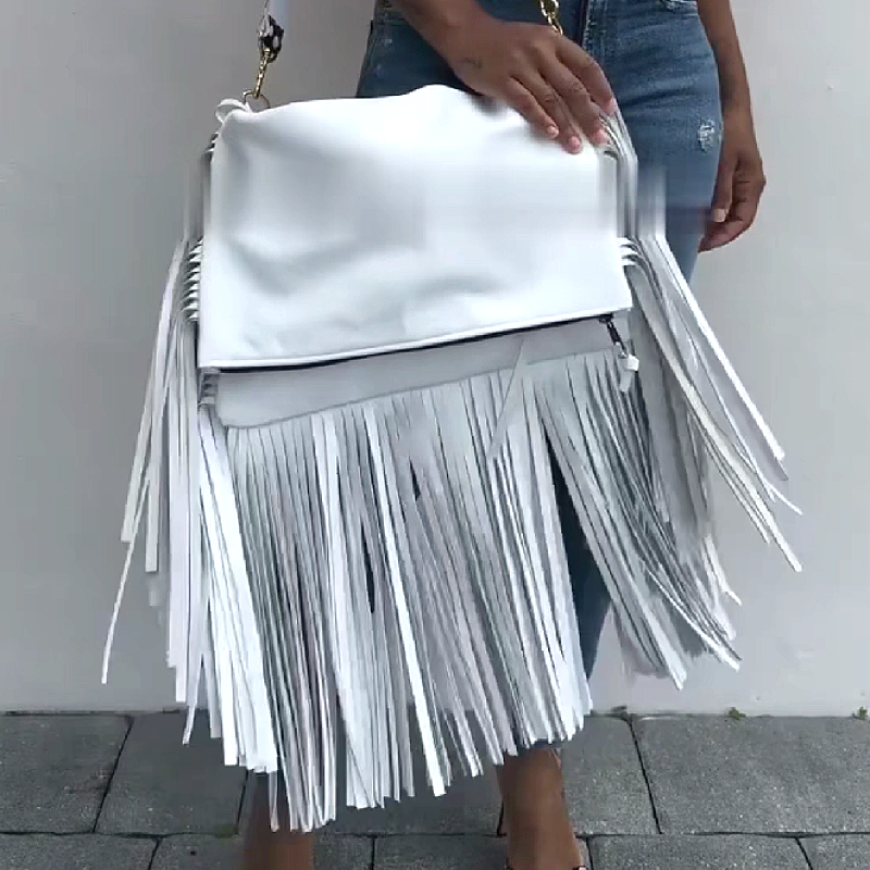 White Fringe Shoulder Bag