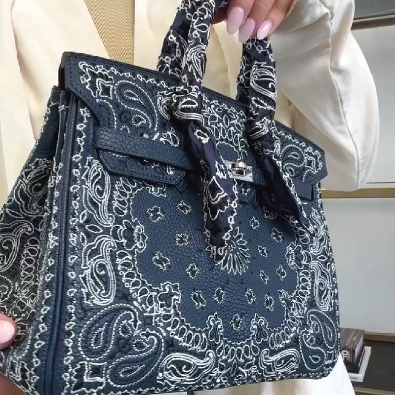 Paisley Embroidered Structured Handbag