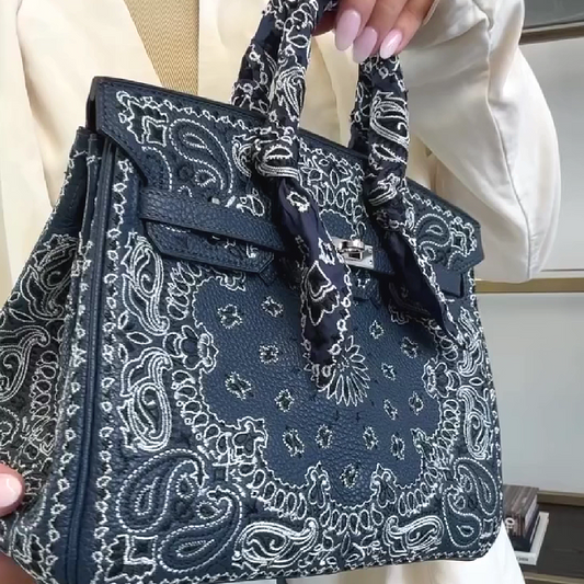 Paisley Embroidered Structured Handbag