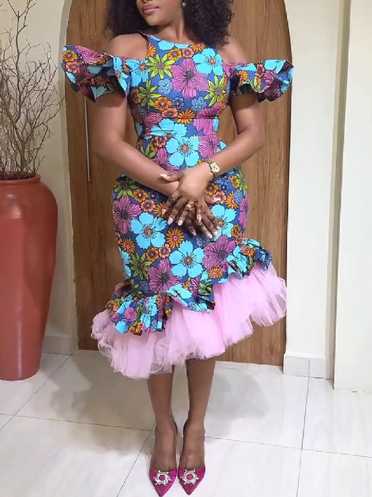 Floral Ruffle Hem Midi Dress