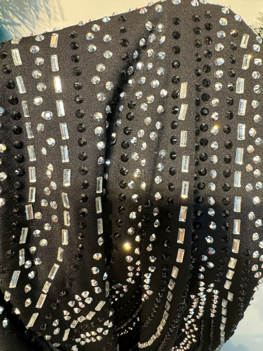 Rhinestones One Shoulder Stretch Party Dress