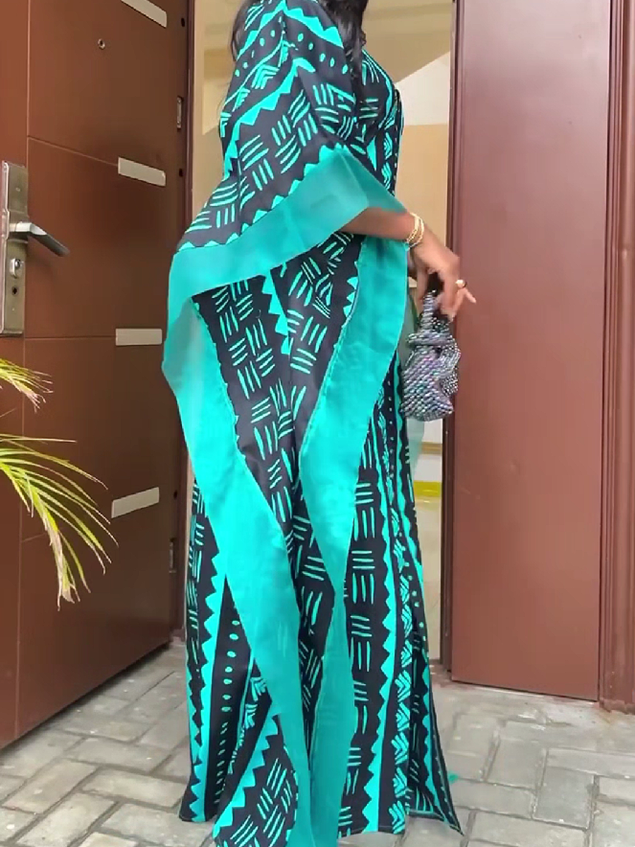 Ethnic Print Maxi Kaftan Dress