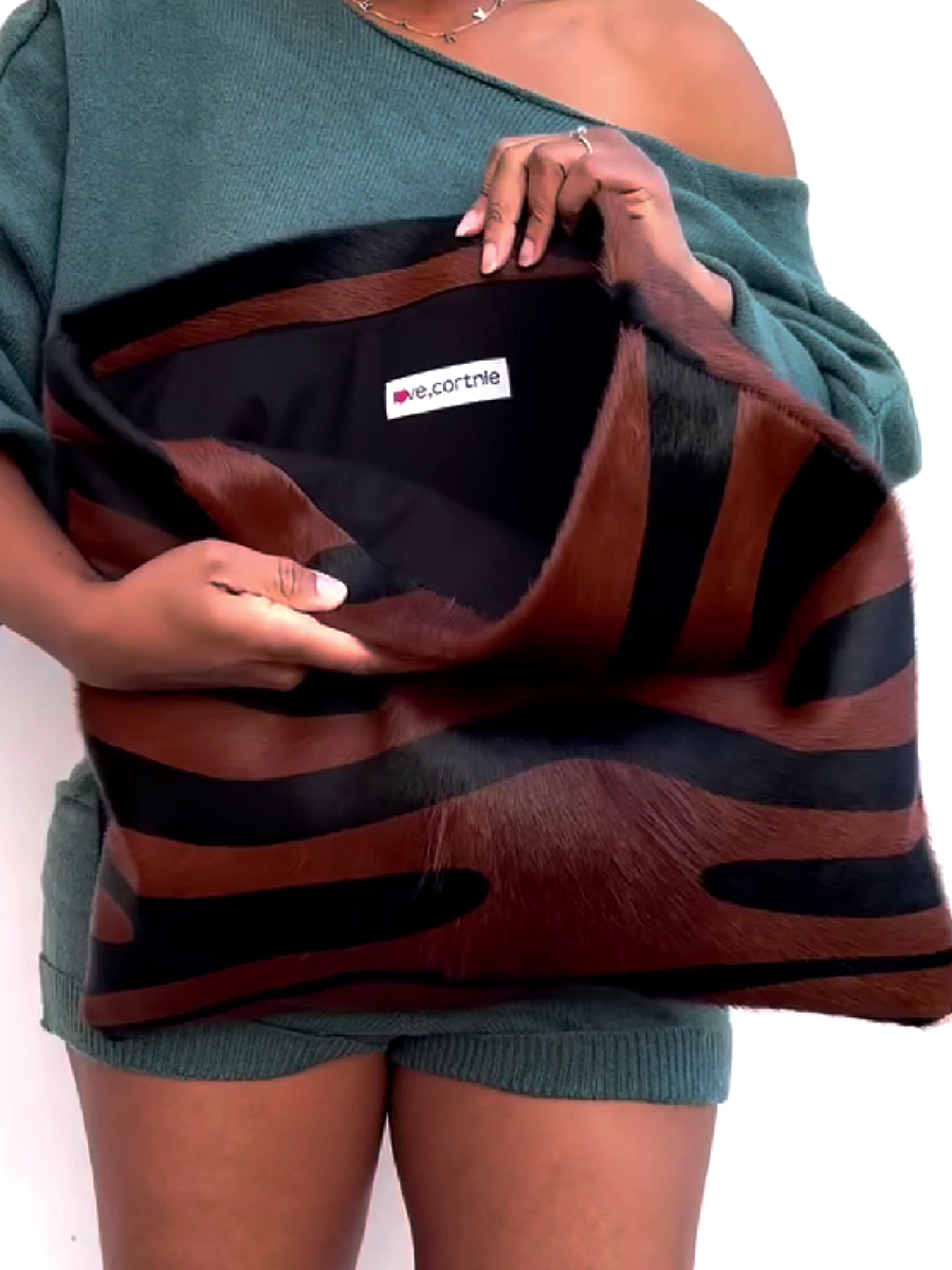 Wave Pattern Fur Clutch