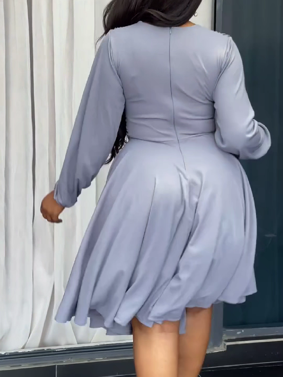 V-Neck Ruched Waist Midi Dress