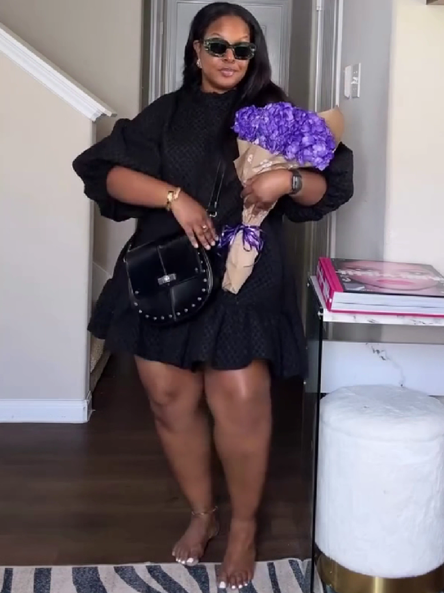 Textured Mini Dress with Ruffle Hemline