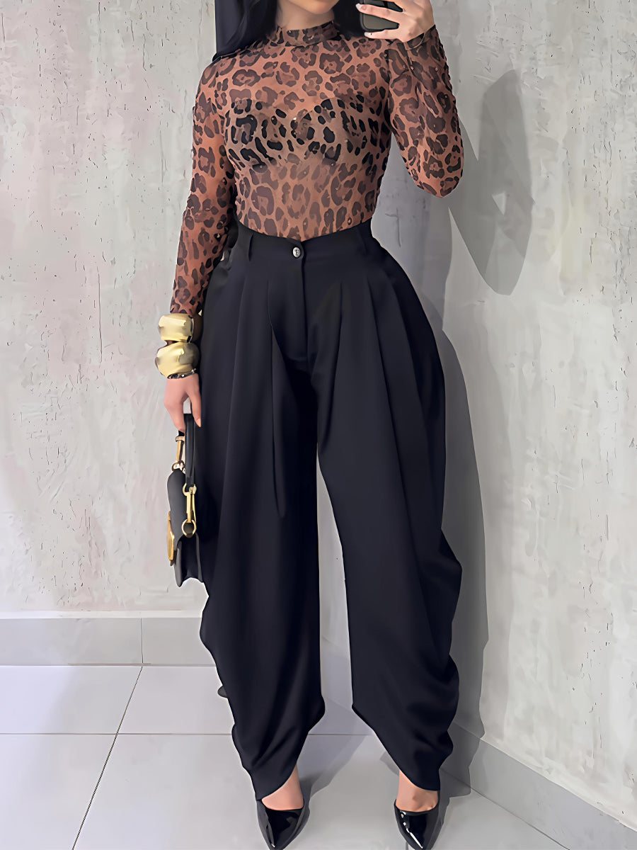 Rhinestone Sparkle Leopard Print Top