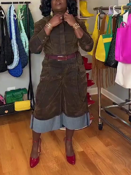 Distressed Utility Shirt and Wide Leg Pants Set