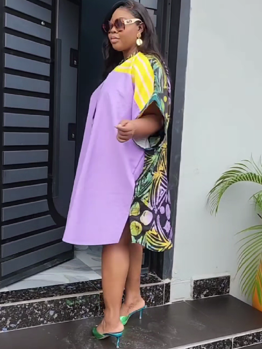 Bold Stripe Trimmed Oversized Tunic Dress