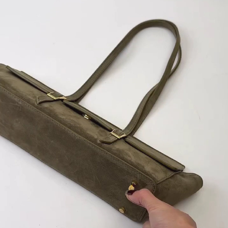 Suede Buckle Detail Tote Bag