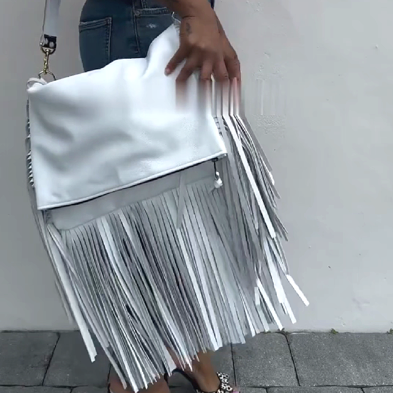 White Fringe Shoulder Bag