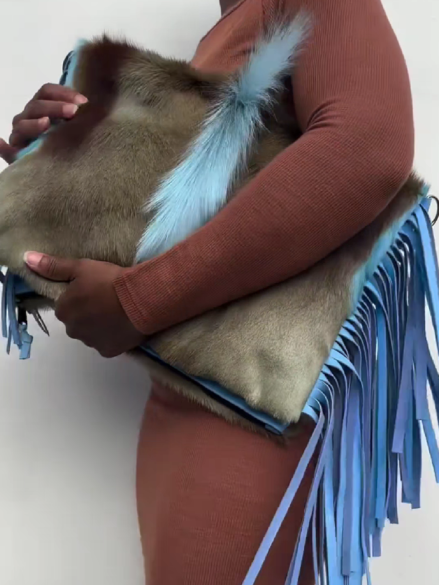 Solid Color Fur Women's Clutch Bag