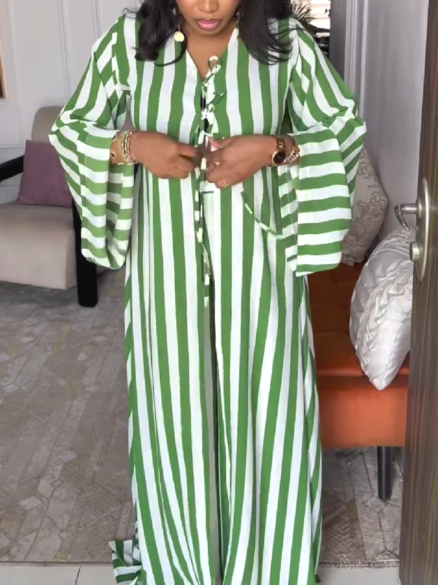 Striped Long Sleeve Wide Leg Set