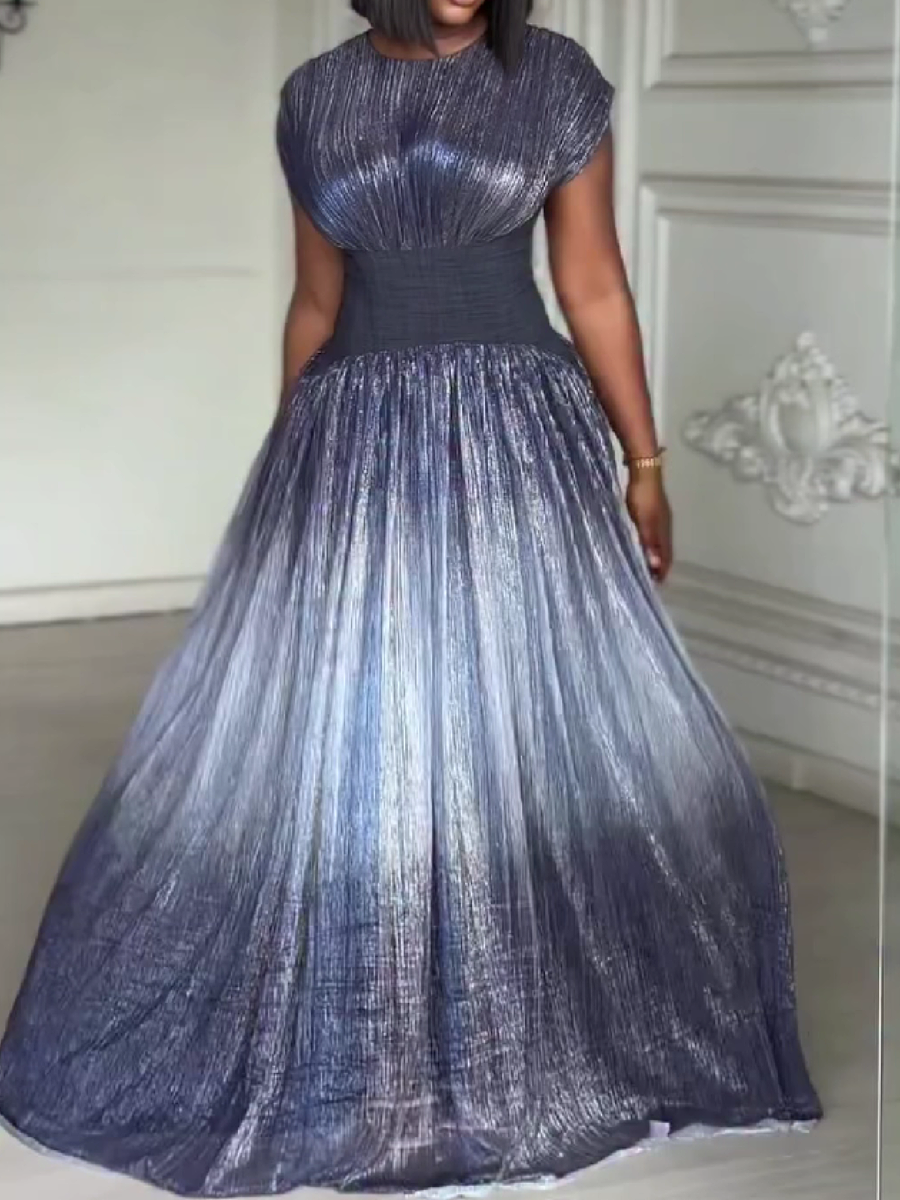 Shimmer Pleated Ball Gown Dress